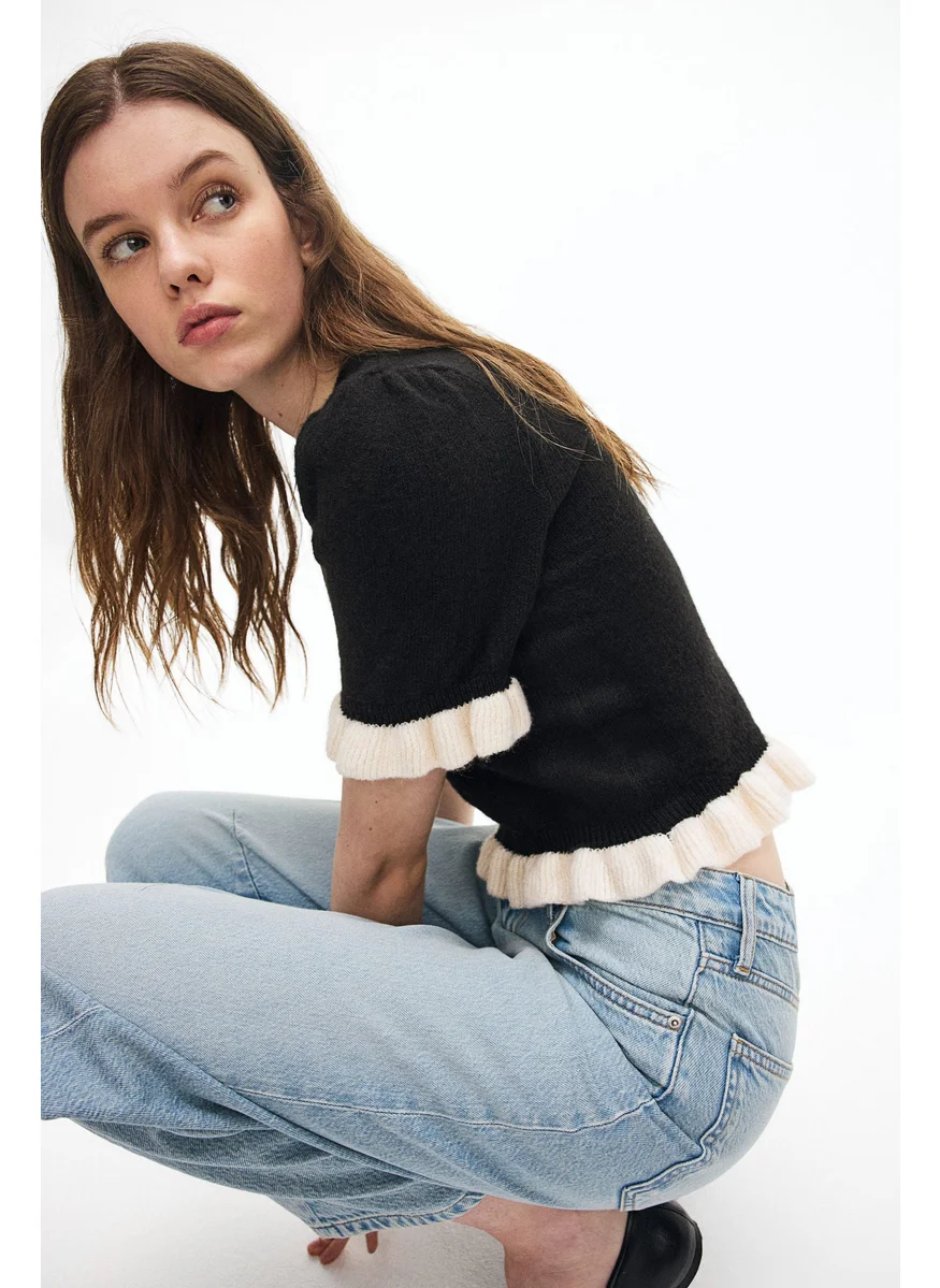 H&M Frill-Trimmed Knitted Top