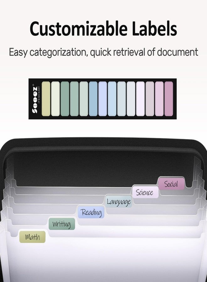 Sooez Expanding File Organizer, 7 Pocket Accordion Folder, Heavy Duty, Letter Size, Black - Image 5