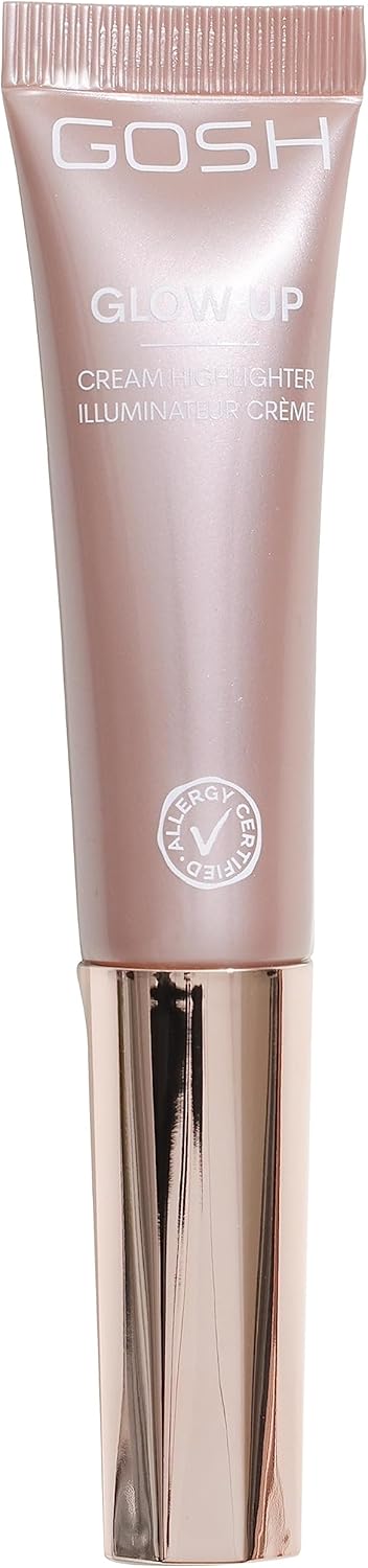 GOSH Cream Highlighter GLOWUP I Liquid Highlighter for face and body I for defined facial features and smooth transitions I Longlasting cream highlighter I Vegan and allergy certified I 001 Pearl