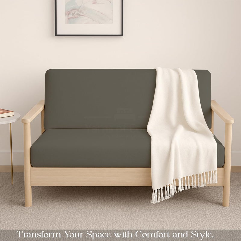 Yarns of Cotton Queen Size Armless Futon Covers - 100% Egyptian Cotton Futon Slipcovers - Zippered Couch Cover Sofa Bed Protector, Sleeper Sofa Cover, Machine Washable, Dark Gray - Image 2
