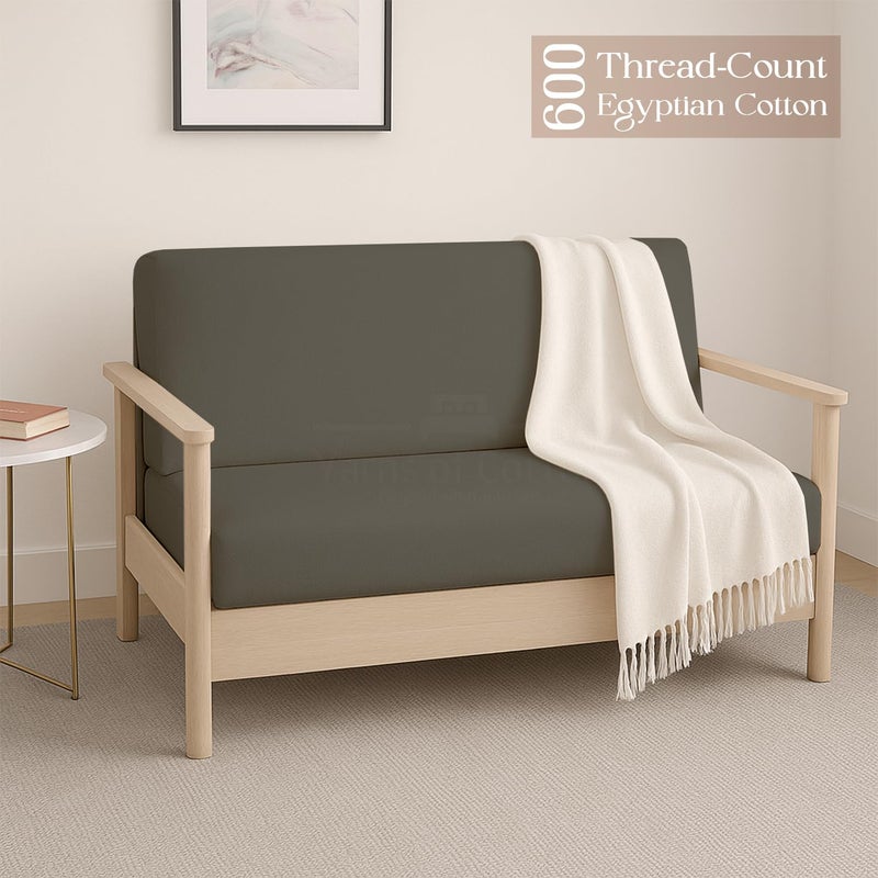 Yarns of Cotton Queen Size Armless Futon Covers - 100% Egyptian Cotton Futon Slipcovers - Zippered Couch Cover Sofa Bed Protector, Sleeper Sofa Cover, Machine Washable, Dark Gray - Image 3