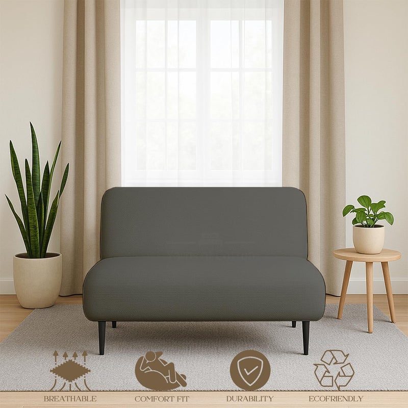 Yarns of Cotton Queen Size Armless Futon Covers - 100% Egyptian Cotton Futon Slipcovers - Zippered Couch Cover Sofa Bed Protector, Sleeper Sofa Cover, Machine Washable, Dark Gray - Image 5