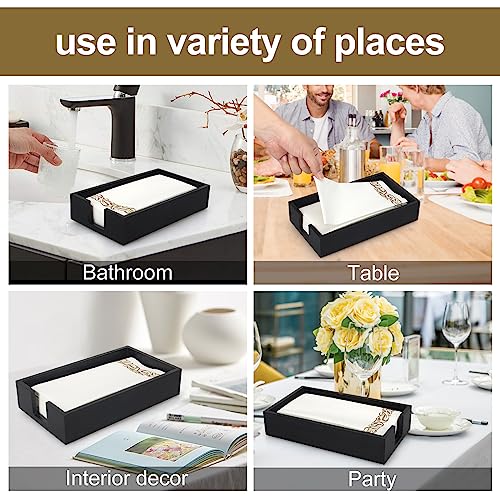 Renawe Guest Paper Towels Holder for Bathroom Napkin Tray Black Wooden Napkins Holder for Table Modern Disposable Hand Towel Holder Flat Wood Cloth Napkin Holder Kitchen Towel Dispenser Bathroom Decor Tray - Image 4