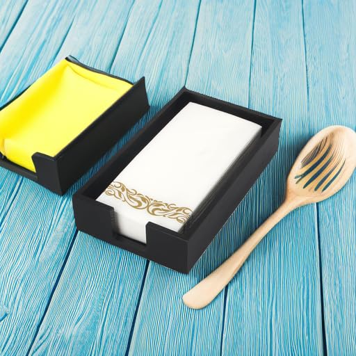 Renawe Guest Paper Towels Holder for Bathroom Napkin Tray Black Wooden Napkins Holder for Table Modern Disposable Hand Towel Holder Flat Wood Cloth Napkin Holder Kitchen Towel Dispenser Bathroom Decor Tray - Image 5