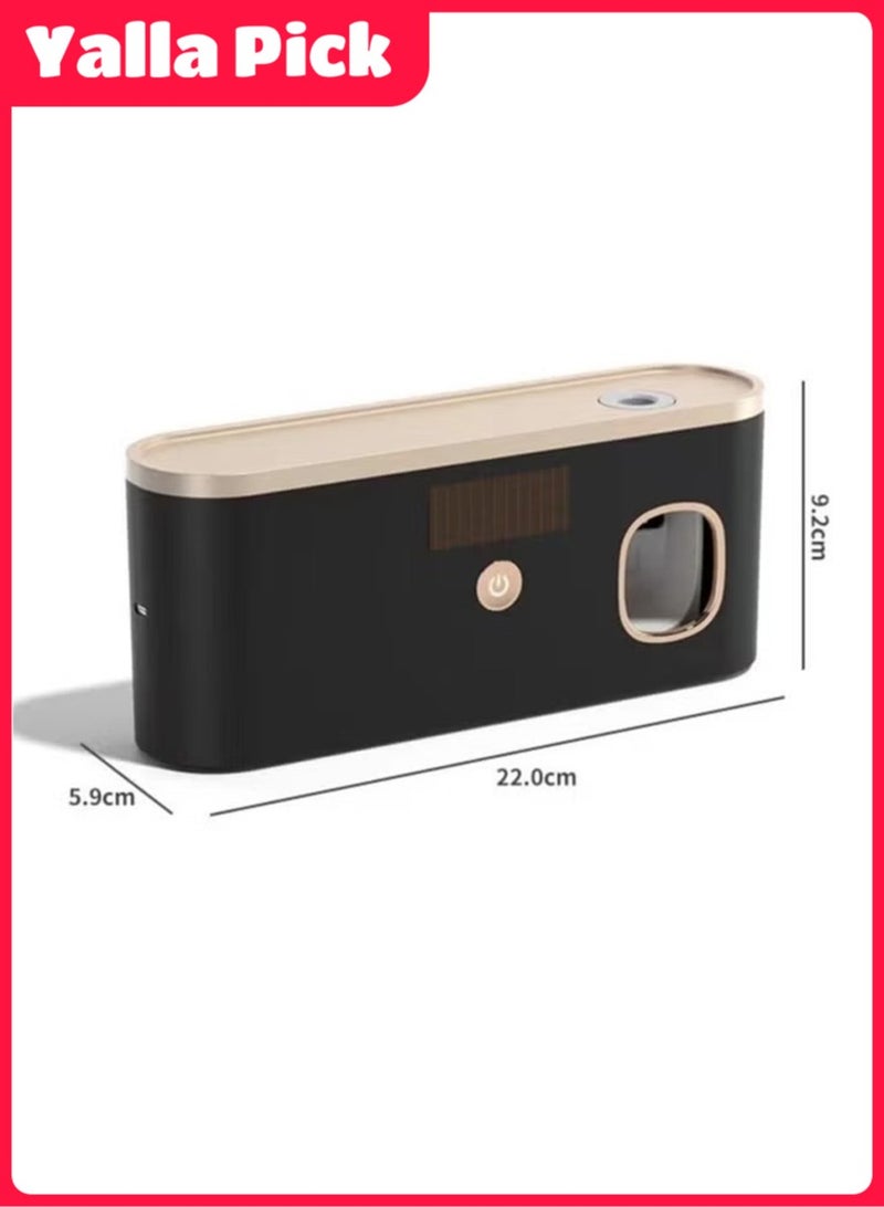 Yalla Pick Bathroom Toothbrush Holder, Wall Mounted Toothbrush Holder with Toothpaste Dispenser, Wireless Rechargeable Wall Mounted with UV Cleaner(Black) - Image 2