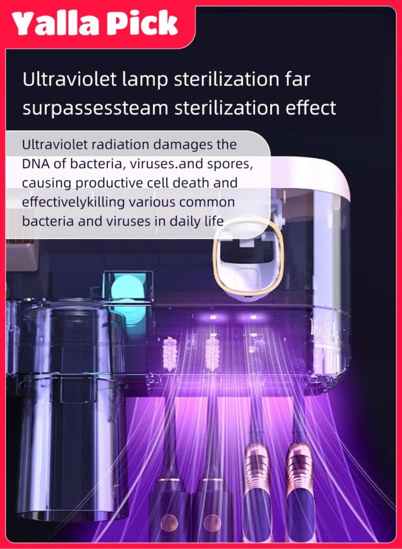 Yalla Pick Bathroom Toothbrush Holder, Wall Mounted Toothbrush Holder with Toothpaste Dispenser, Wireless Rechargeable Wall Mounted with UV Cleaner(Black) - Image 3