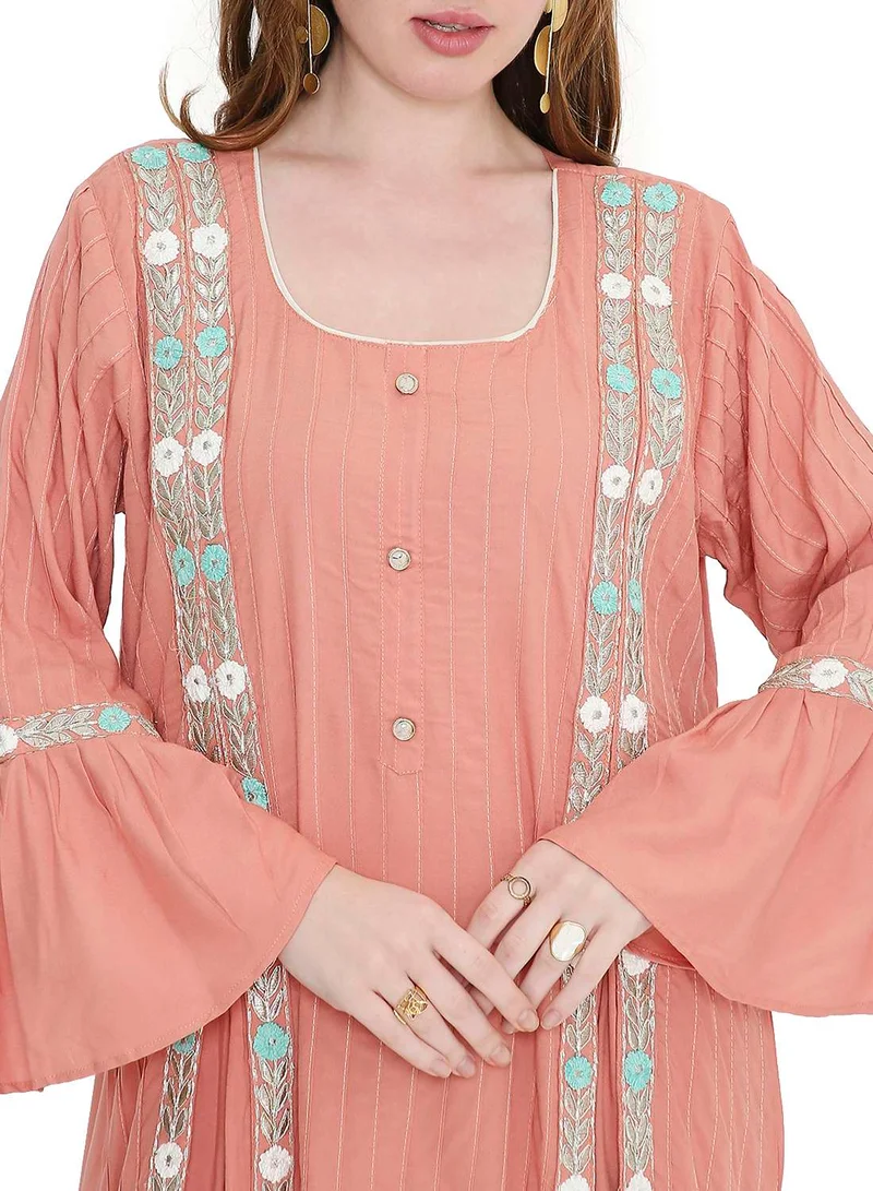 HANA & SARA refined long viscose farasha with stunning thread embroidery arabic kaftan jalabiya dress
