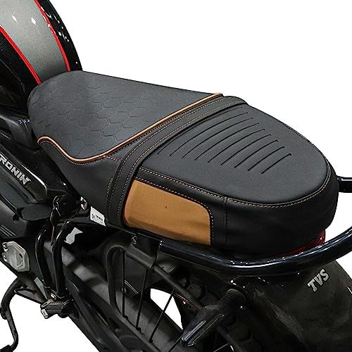 TVS Ronin Seat Cover for Sweat Free Comfortable Riding| Nylon Thread Stitching for Strength| Bike Riding Accessories|Heat & UV Ray Protection|Enhanced Tear Resistance - Tan - Image 3