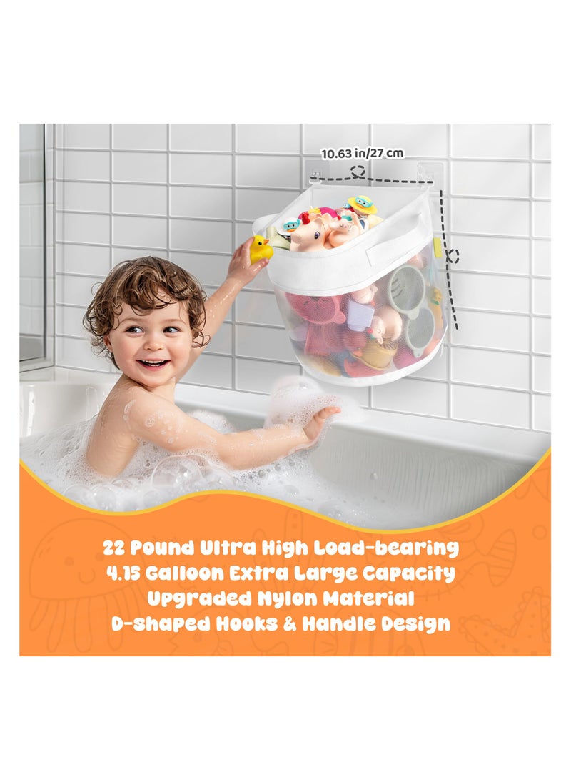 SYOSI Large Bath Toy Storage, 4.15 Gallon Bath Toy Holder, Quick Dry Bathtub Toy Organizer Bag with Zipper, Mesh Storage for Baby and Toddler Toys, Mold Resistant, Easy Installation (White) - Image 4