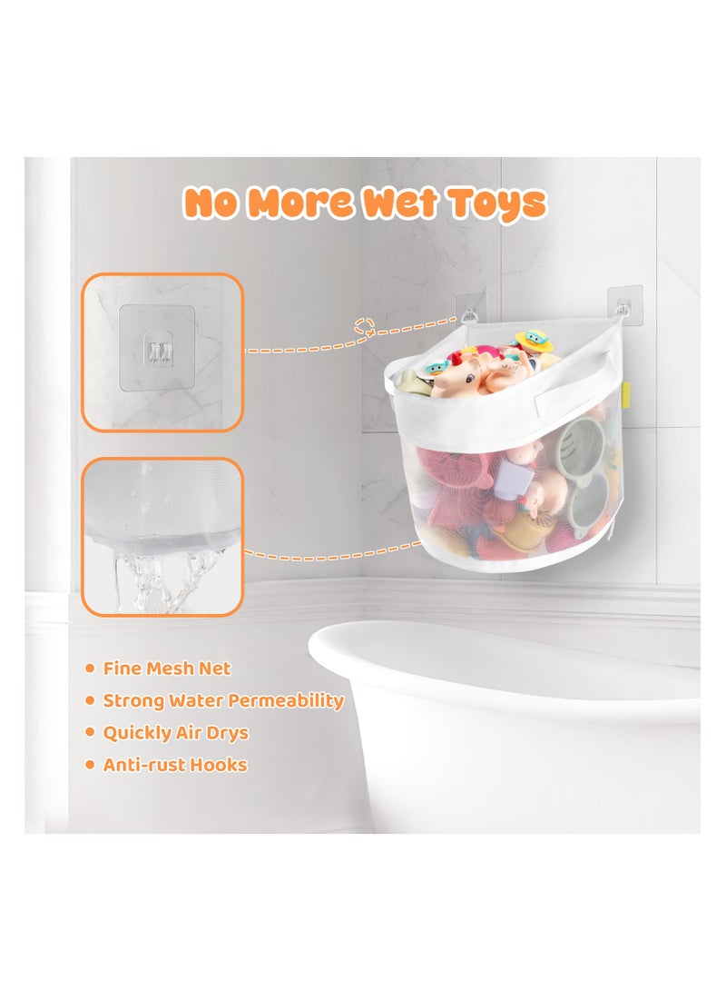 SYOSI Large Bath Toy Storage, 4.15 Gallon Bath Toy Holder, Quick Dry Bathtub Toy Organizer Bag with Zipper, Mesh Storage for Baby and Toddler Toys, Mold Resistant, Easy Installation (White) - Image 5