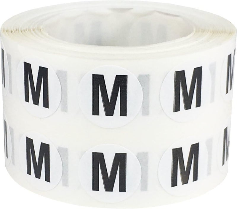 InStockLabels.com Letter M Inventory Labels .5 Inch Round Circle Dots 1,000 Adhesive Stickers - Image 1