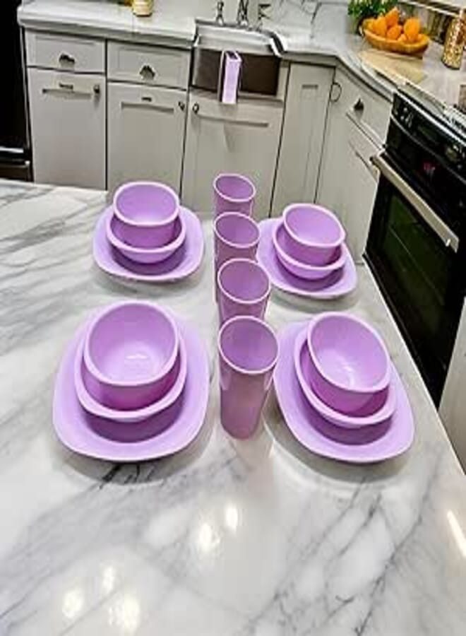 Ecoplast eco PLAST Dinnerware Small Plates Set - 16 Pcs - (Light Purple Lilac)