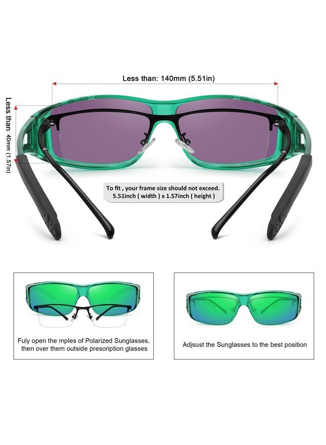 MEETSUN Fit Over Glasses Sunglasses for Men Women,Wrap Around Sunglasses Polarized UV400 Protection, (Z1)-clear Green-green Mirror Lens, standard - Image 4