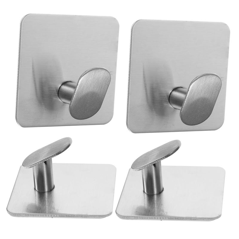 4pcs Stainless Steel Towel Hooks Strong Adhesive Bathroom Kitchen Wall Mount Easy Installation - Image 2
