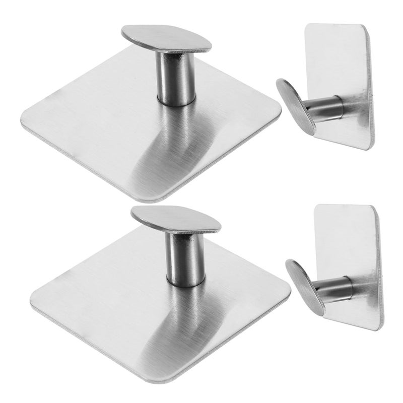 4pcs Stainless Steel Towel Hooks Strong Adhesive Bathroom Kitchen Wall Mount Easy Installation - Image 4