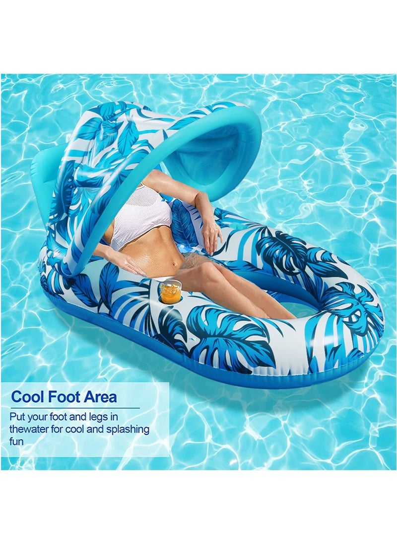 TAPIT 140x90cm Inflatable Pool Float Chair Lounge for Adults, Inflatable Pool Floating Bed with Detachable Sunshade, Multi-Purpose Water Lounger for Swimming Pool, Beach, Lake - Image 5