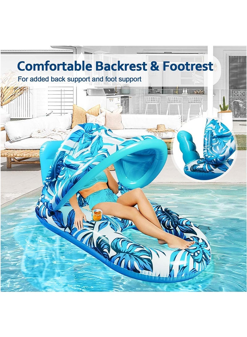 TAPIT 140x90cm Inflatable Pool Float Chair Lounge for Adults, Inflatable Pool Floating Bed with Detachable Sunshade, Multi-Purpose Water Lounger for Swimming Pool, Beach, Lake - Image 3