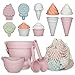 MarcZero 17Pcs Silicone Beach ToysModern Baby Beach ToysTravel Friendly Beach SetSilicone Bucket Watering Can Shovel 12 Sand Molds Beach BagSilicone Sand Toys for Toddlers Kids Pink - Image 2