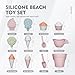 MarcZero 17Pcs Silicone Beach ToysModern Baby Beach ToysTravel Friendly Beach SetSilicone Bucket Watering Can Shovel 12 Sand Molds Beach BagSilicone Sand Toys for Toddlers Kids Pink - Image 3