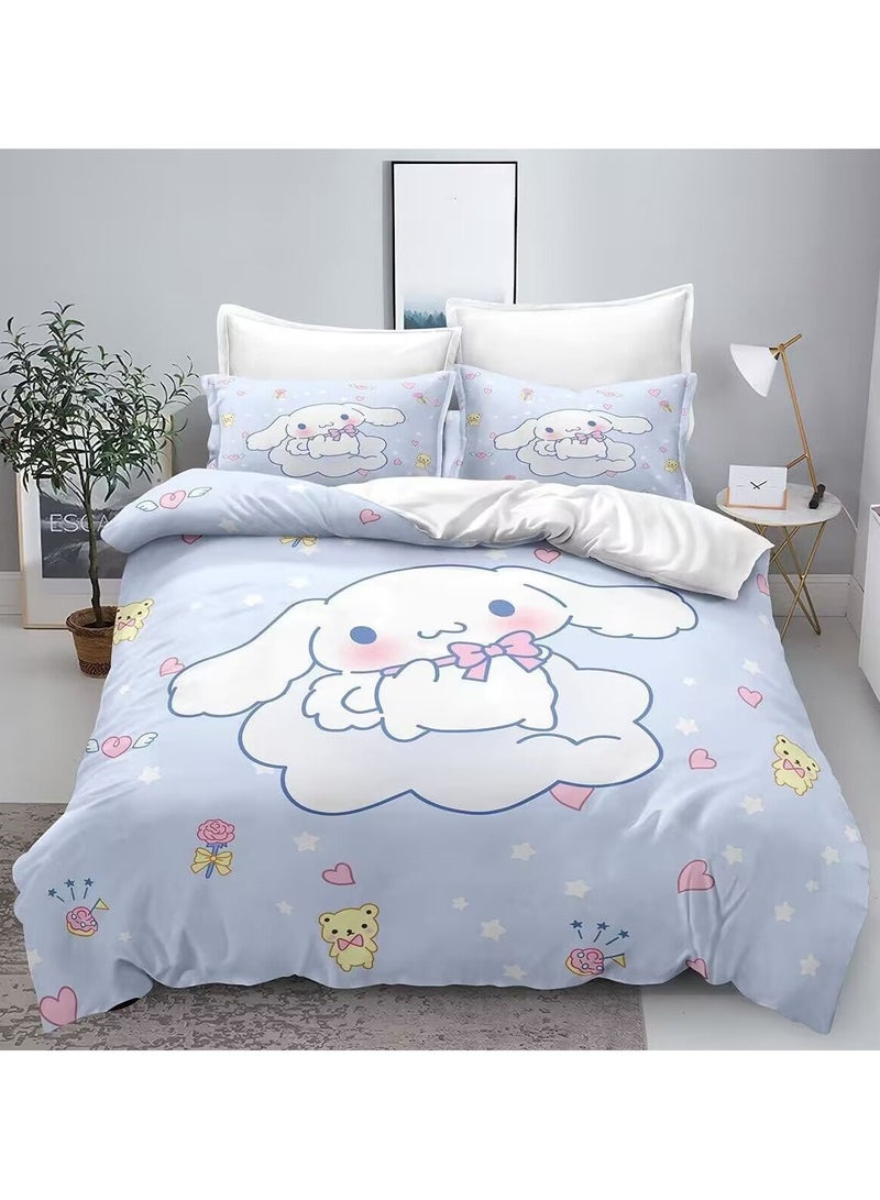 Sanrio Cinnamon Dog Pattern Bedding 3-piece Soft microfiber polyester sheet with duvet cover and two pillowcases (size 150cmX200cm) -3  - Image 1