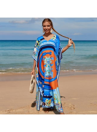 Robe Beach Blouse Rayon Printed Vacation Sunscreen Shirt Plus Size Bikini Beach Dress Amazon-Color:07 Blue Orange Chain- - pzsku/Z2D60B159FB5191189532Z/45/1747215171/cfc6135f-f27b-4072-813a-82d56cbabbb7