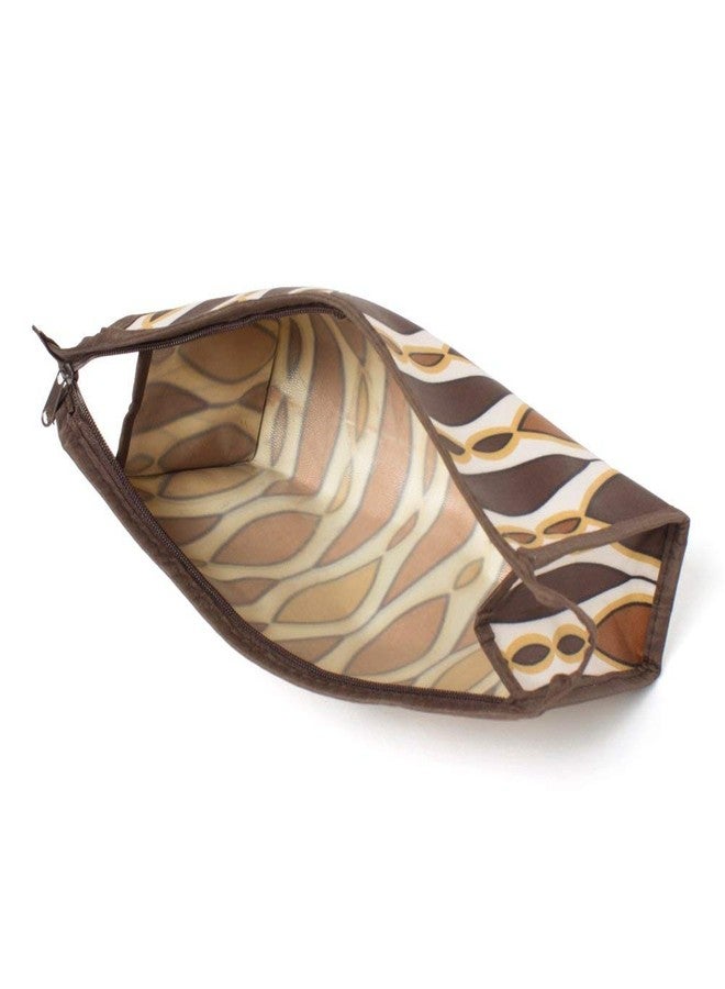 THE QUIRK BOX Travel Pouch Toiletry Bag Cosmetic Pouch Travel Organizer Travel Kit - Brown Oval Print - Set of 2 - Image 3