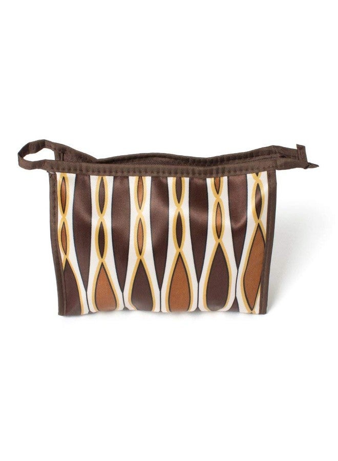 THE QUIRK BOX Travel Pouch Toiletry Bag Cosmetic Pouch Travel Organizer Travel Kit - Brown Oval Print - Set of 2 - Image 1