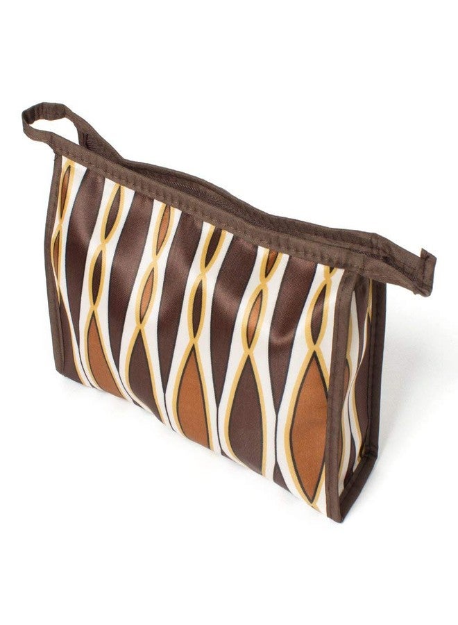 THE QUIRK BOX Travel Pouch Toiletry Bag Cosmetic Pouch Travel Organizer Travel Kit - Brown Oval Print - Set of 2 - Image 2