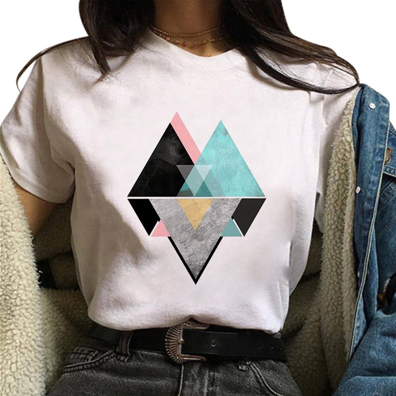Spot Aliexpress T-Shirt Short-Sleeved Loose T-Shirt Womens Simple T-Shirt Womens Custom Logo One Piece Drop Shipping Reflection type - Image 1
