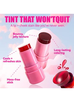 Smile Jelly Lip & Cheek Tint,Blush Cream,Fruit Jelly Blush and Lip Tint Stick – Lip Nourishment and Cheek Radiance (#01)  - Image 4