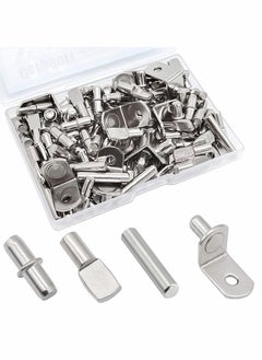 Y&D Shelf Pins Kit,4 Styles Nickel Plated Support Pegs, Bookshelf Pegs for Shelves, Cabinet Bracket Holders Kitchen Furniture & Closet 104Pcs (5mm 1/4inch)  - Image 1