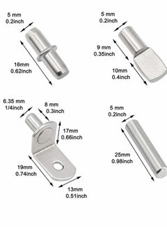 Y&D Shelf Pins Kit,4 Styles Nickel Plated Support Pegs, Bookshelf Pegs for Shelves, Cabinet Bracket Holders Kitchen Furniture & Closet 104Pcs (5mm 1/4inch)  - Image 2
