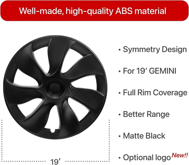 KAVANIC 19 Inch Matte Black Wheel Cover Hubcap for Tesla Model Y (2020-2024) - Image 3