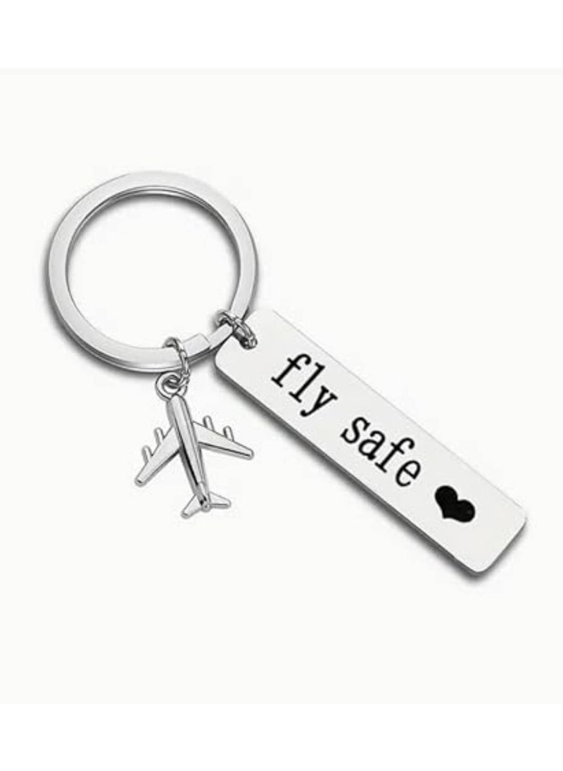 SOLDOUT Fly Safe Pilot Flight Cabin Crew Flight Attendant Couple Stainless Steel Travelers Keychain Gift Aircraft Car Bag Key Chain Accessories  - Image 1