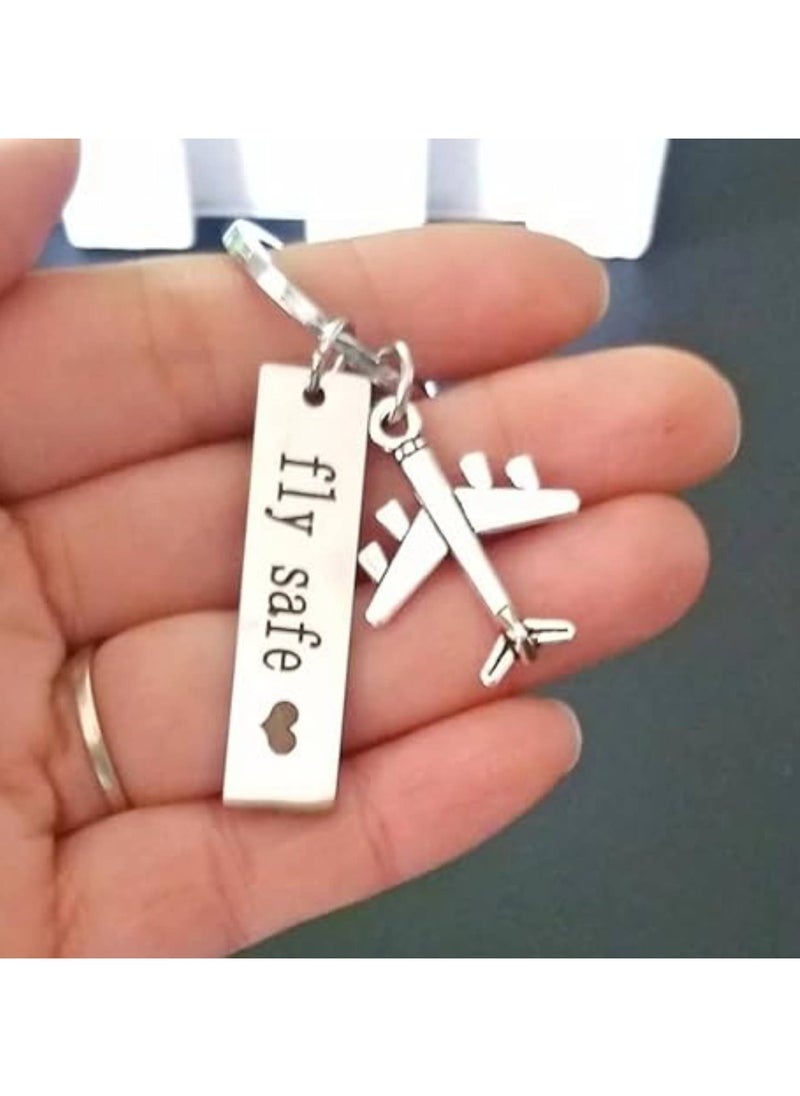 SOLDOUT Fly Safe Pilot Flight Cabin Crew Flight Attendant Couple Stainless Steel Travelers Keychain Gift Aircraft Car Bag Key Chain Accessories  - Image 2