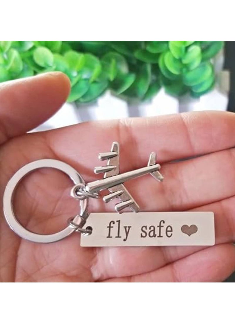 SOLDOUT Fly Safe Pilot Flight Cabin Crew Flight Attendant Couple Stainless Steel Travelers Keychain Gift Aircraft Car Bag Key Chain Accessories  - Image 3