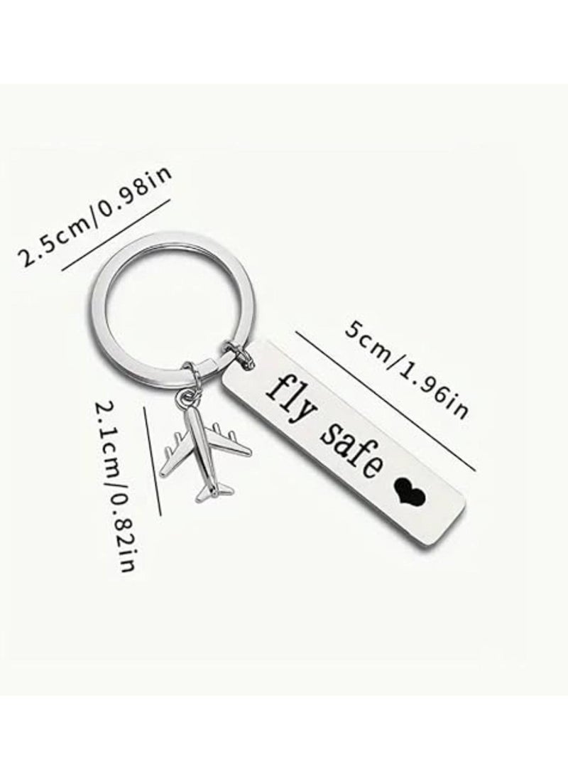SOLDOUT Fly Safe Pilot Flight Cabin Crew Flight Attendant Couple Stainless Steel Travelers Keychain Gift Aircraft Car Bag Key Chain Accessories  - Image 4