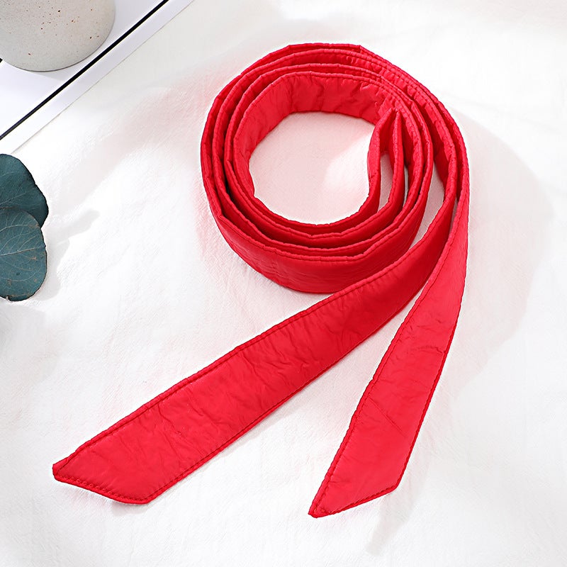 New Womens Down Jacket Waist Belt Red - Image 1