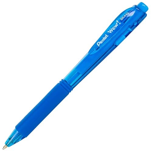 Pentel WOW! Retractable Ballpoint Pens, Medium Line, Sky Blue Ink, Box of 12 (BK440-S) - Image 2