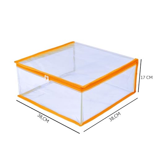 MBW Clothes Organiser for Wardrobe, Saree Covers with zip, Saree Organizer for Wardrobe, Clothes Storage Bag, Saree Bags Storage, Saree Covers for Storage, Transparent (Yellow - Pack of 6) - Image 4