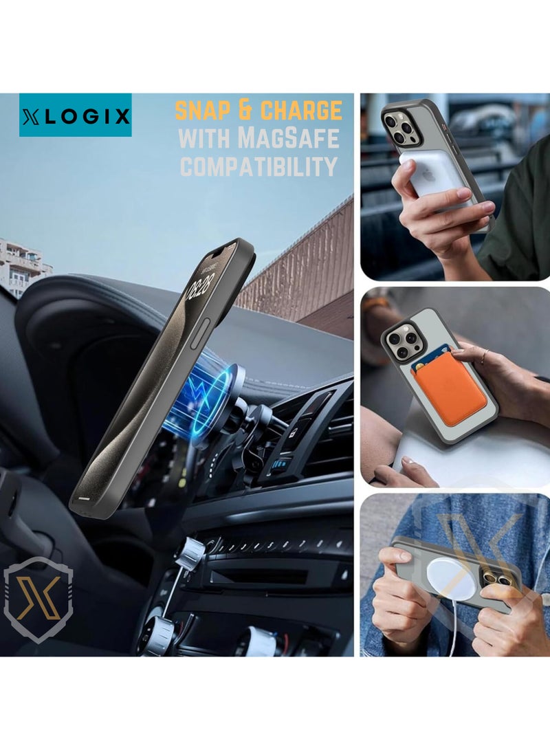 XLogix FrostX for iPhone 15 Pro Case, Frosted Grey - Slim Protective Cover with MagSafe Compatibility | Shockproof & Scratch-Resistant Design, FrostX Series - Image 4