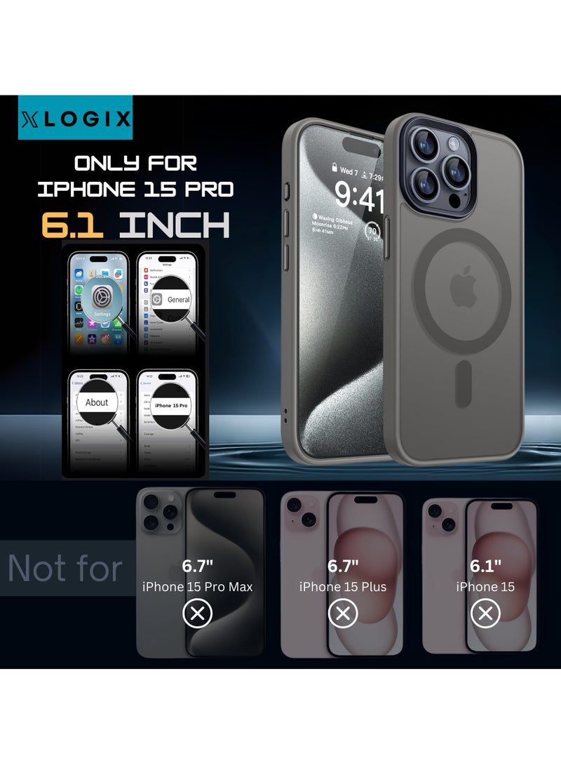 XLogix FrostX for iPhone 15 Pro Case, Frosted Grey - Slim Protective Cover with MagSafe Compatibility | Shockproof & Scratch-Resistant Design, FrostX Series - Image 5