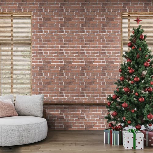 TANONE Red Brick Wallpaper Peel and Stick Brick Self-Adhesive Stone Wallpaper 3D Faux Brick Wall Backdrop 17.5" X 118.1" Vintage Removable Wall Paper for Fireplace Kitchen - Image 4