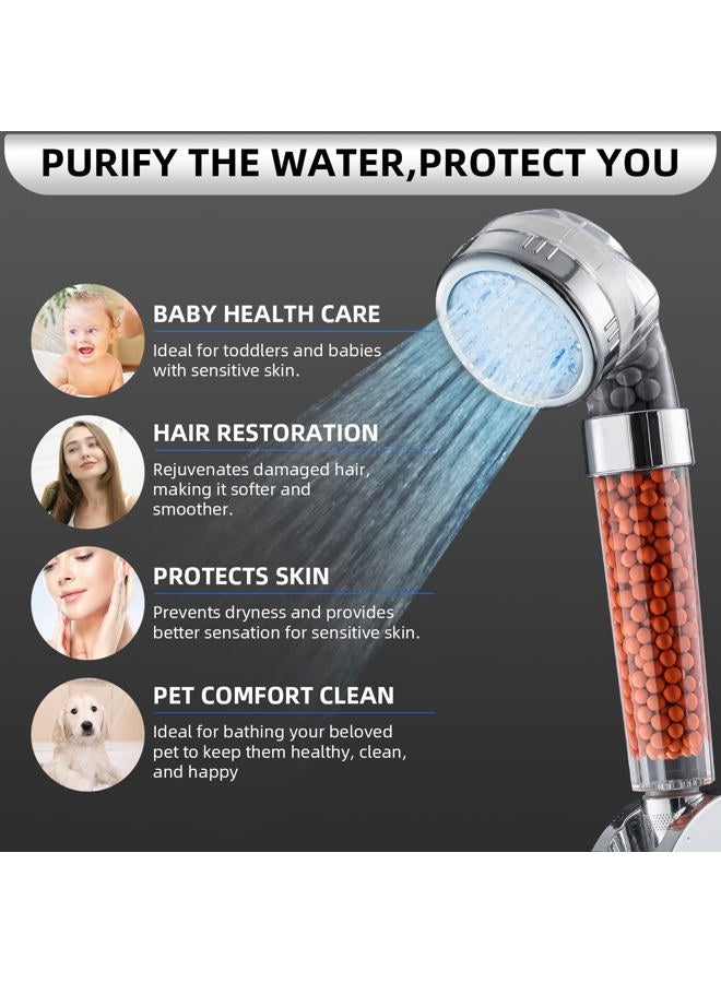 Cobbe Filtered LED Shower Head with Handheld, Color Changing, High Pressure Shower Head with Filter, Water Saving Spray Handheld Showerheads with Hose and Base for Dry Skin & Hair - Image 3