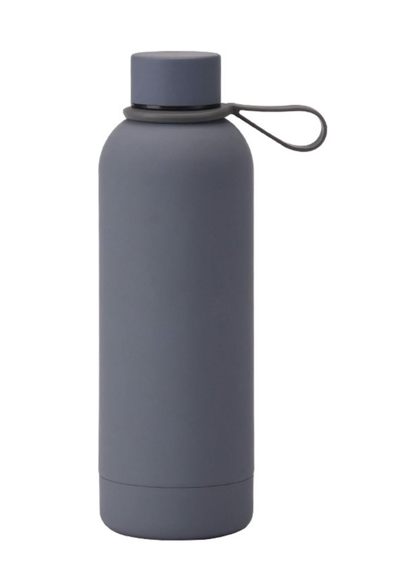 JoyousSto Stainless Steel  water bottle insulated thermos soft touch with neck tags travel water bottle Long Lasting Hot or Cold Drinks Grey 500ml  - Image 1