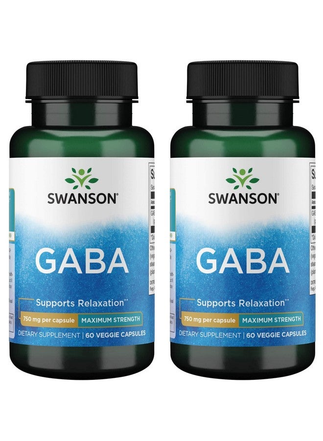 Swanson Amino Acid Maximum Strength GABA 750 Milligrams 60 Veg Capsules (2 Pack) - Image 1