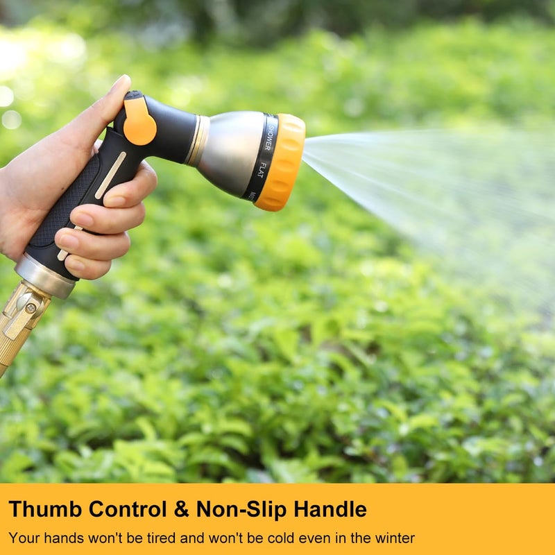 FANHAO Garden Hose Nozzle, 100% Heavy Duty Metal Spray Nozzle with Thumb Control, High Pressure Water Nozzle with 8 Adjustable Spray Patterns for Watering Plants, Washing Cars and Showering Pets - Image 5