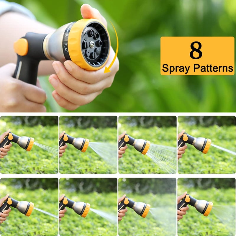 FANHAO Garden Hose Nozzle, 100% Heavy Duty Metal Spray Nozzle with Thumb Control, High Pressure Water Nozzle with 8 Adjustable Spray Patterns for Watering Plants, Washing Cars and Showering Pets - Image 4