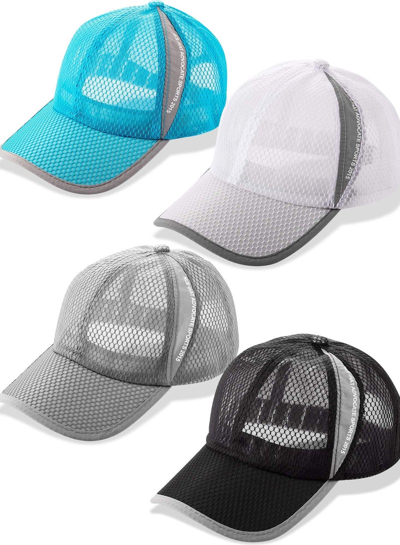 SOLARAE Quick-Dry Breathable Baseball Cap - Adjustable Lightweight Mesh Tennis Hat for Running and Outdoor Sports (Set of 4) - Perfect for Summer Activities - Image 5