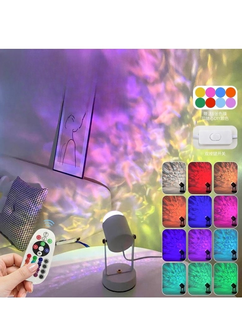 Beauenty Ocean Wave Projector Lights, 16 Color Changing Crystal Lamp with Remote Control, Starry Night Light Projector, Dynamic Bedside Lamp Romantic Gift for Bedroom Living Room Decor  - Image 2